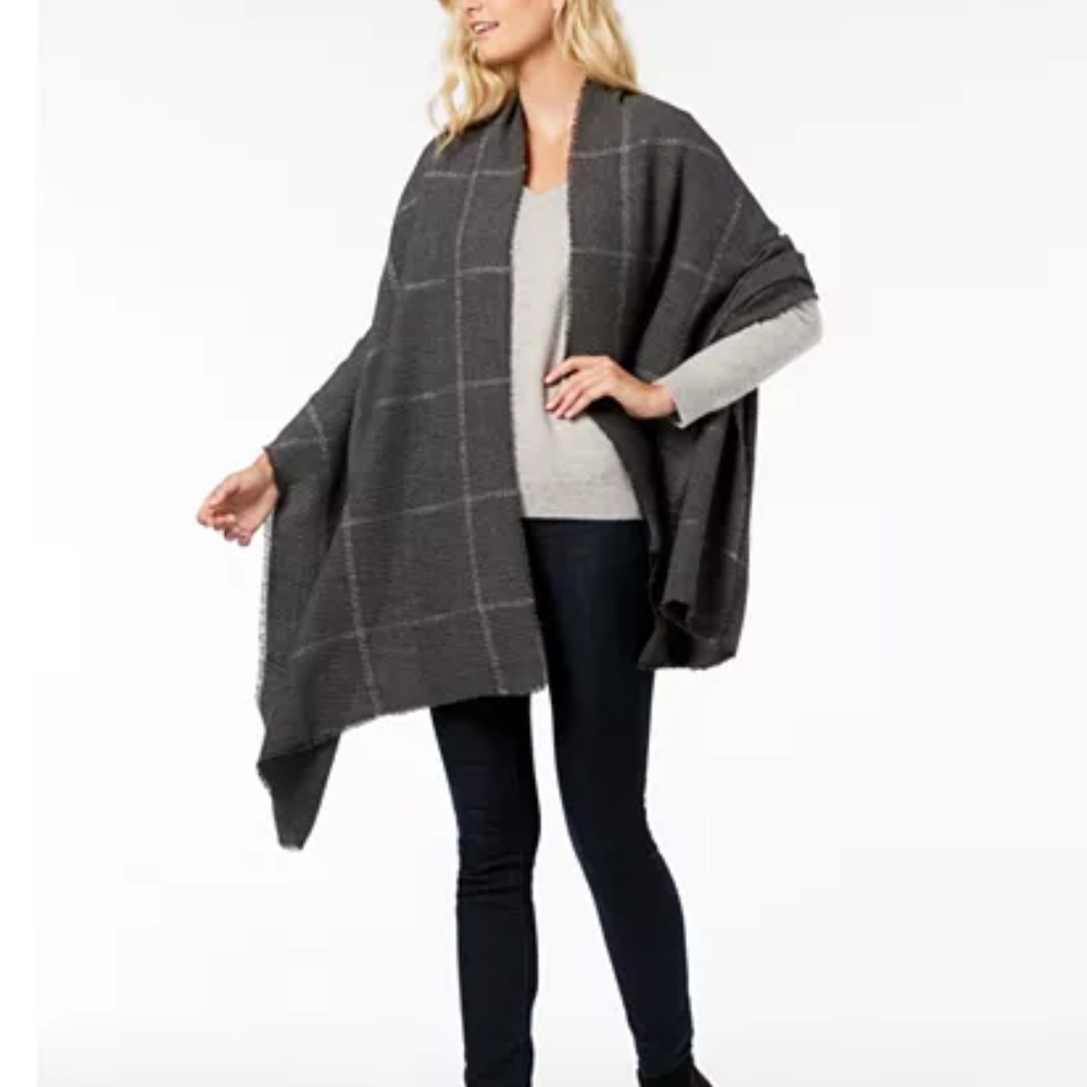 NWT Charter Club Macy's Windowpane Metallic Scarf - Picture 1 of 2